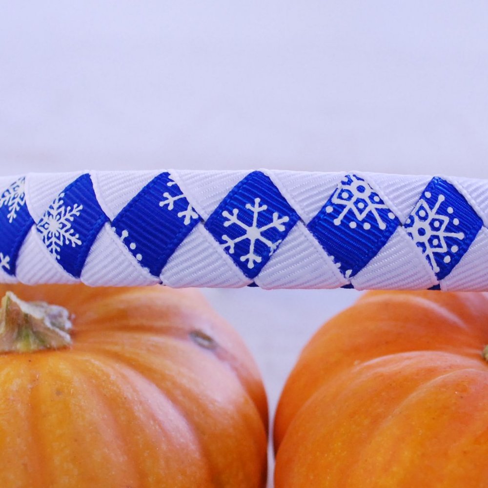 Toddler Headband, Snowflake/Winter Ribbon, Diamond Pattern - Picture 4 of 4